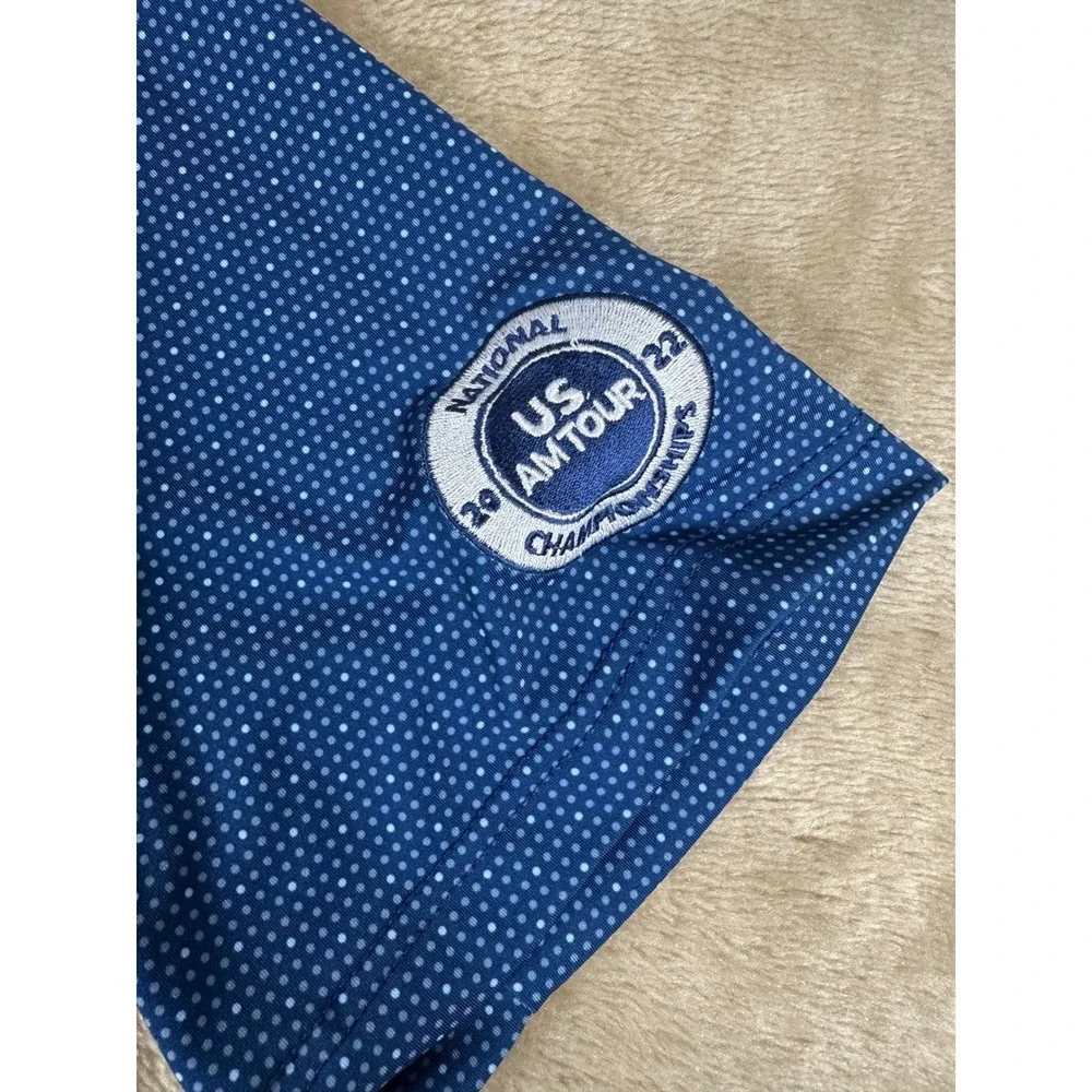 Turtleson Mens‎ M Blue Micro Dot Performance Polo 2022 U.S. Amateur Championship